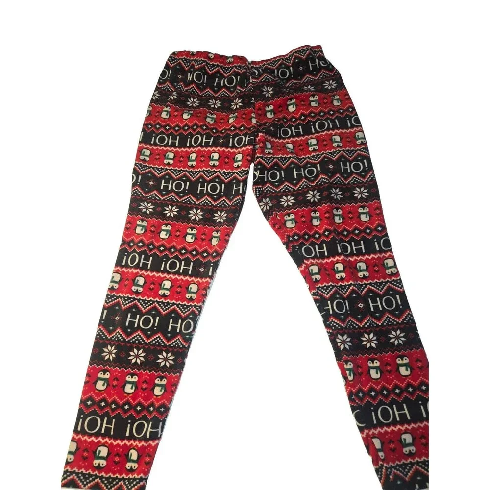 Girls Christmas Print Legging Icon Black Size XXL Ho Ho Ho